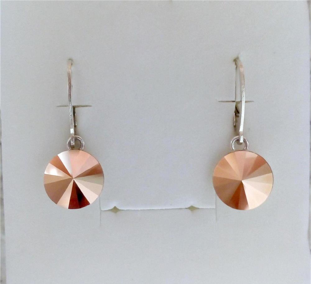 Cercei din argint 925 cu cristale Swarovski Rose Gold de 12 mm