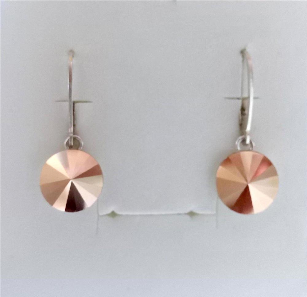 Cercei din argint 925 cu cristale Swarovski Rose Gold de 12 mm