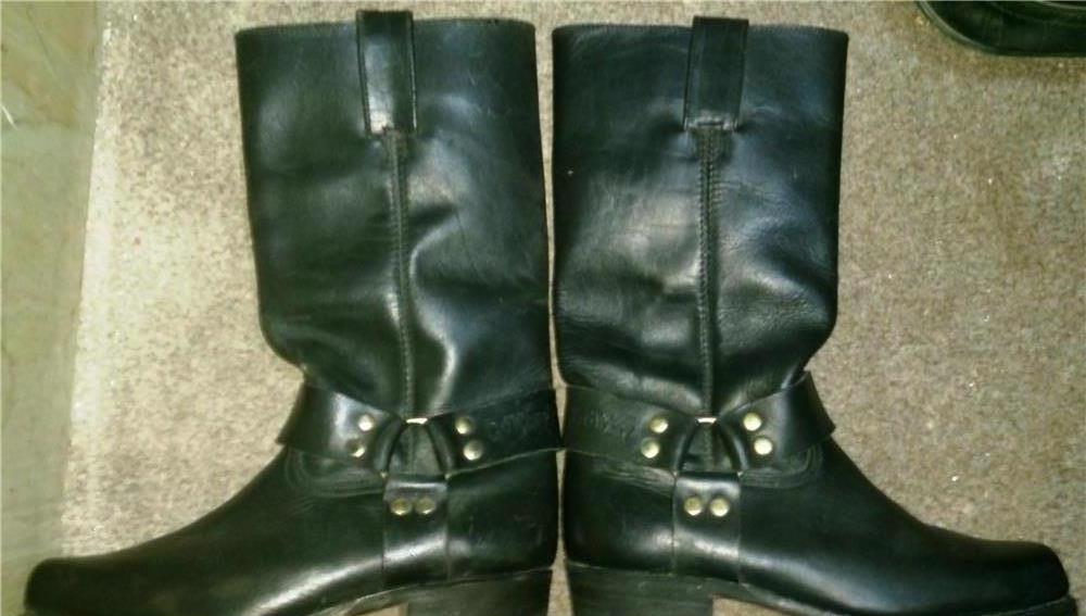 Cizme piele naturala, negre, masura 40-42, unisex (barbati, dama), stil: rock, punk si moto