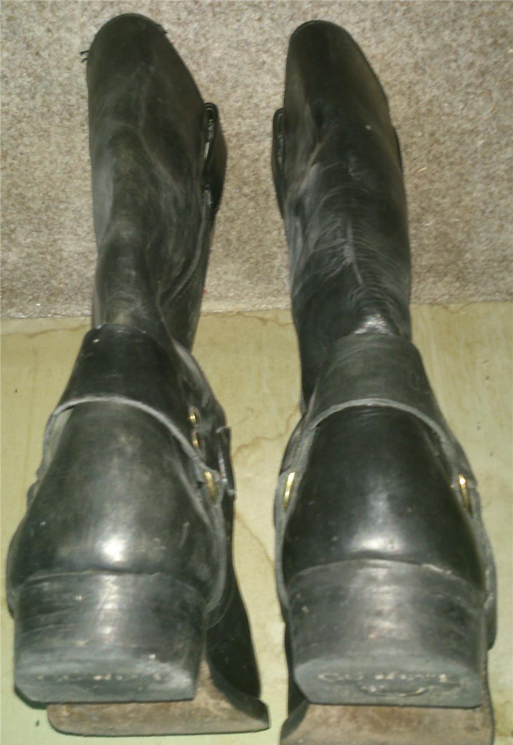 Cizme piele naturala, negre, masura 40-42, unisex (barbati, dama), stil: rock, punk si moto