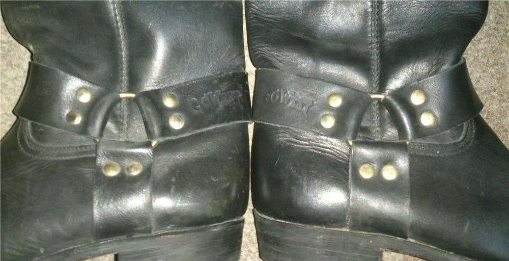 Cizme piele naturala, negre, masura 40-42, unisex (barbati, dama), stil: rock, punk si moto