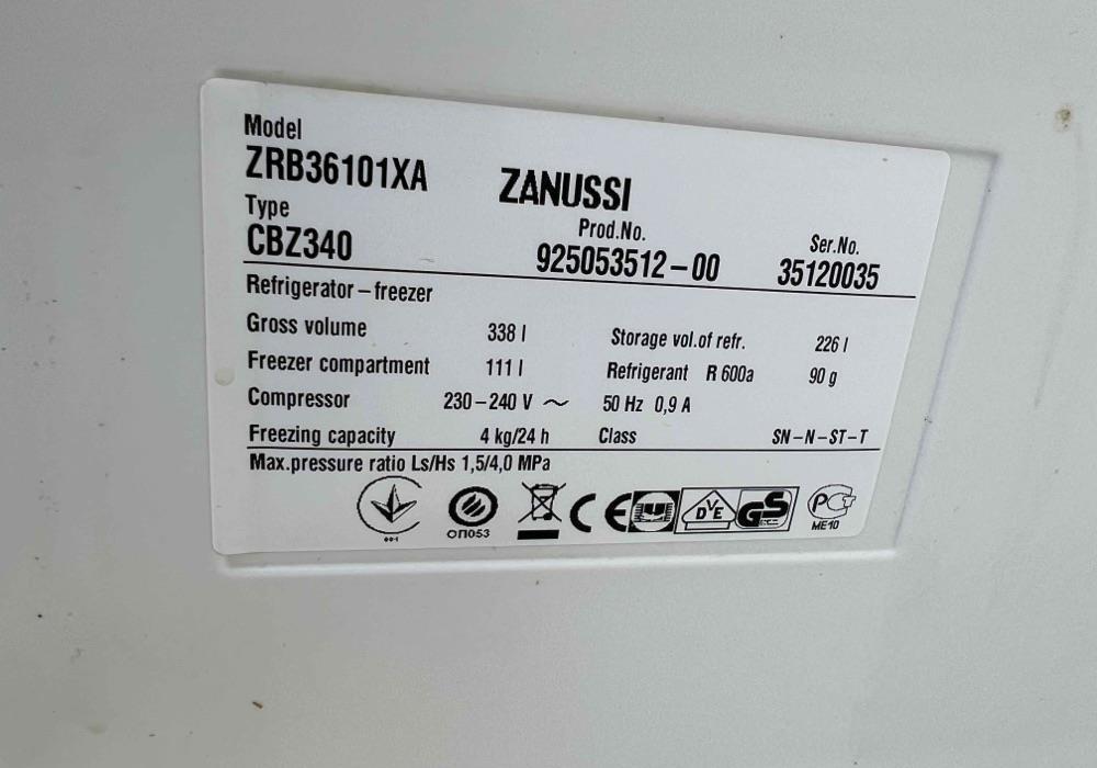 Combina frigorifica Zanussi ZRB36101XA, 337 l, Clasa A+, H 185 cm, Inox antiamprenta