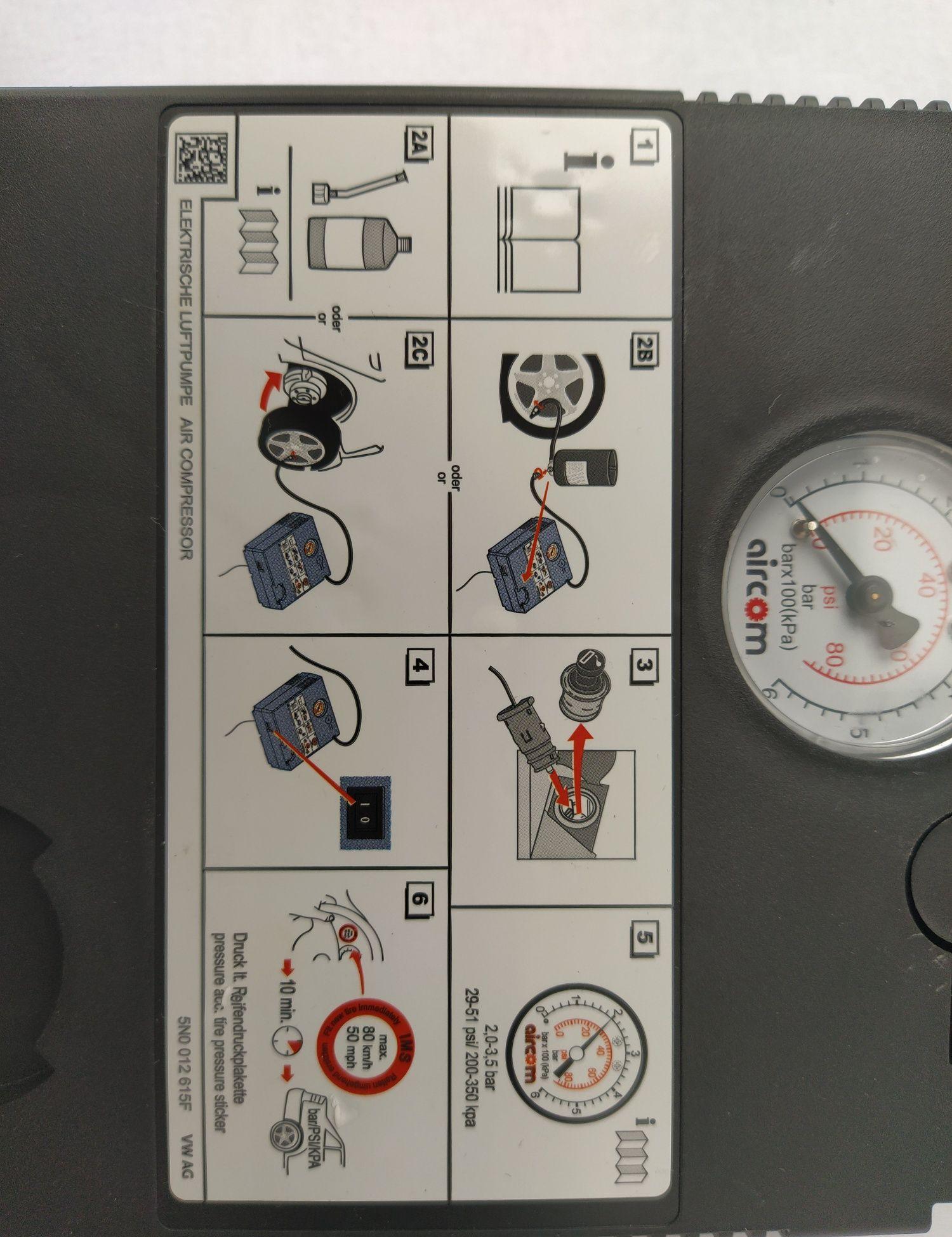 Compresor auto umflat roti+solutie pana originale Skoda Seat Audi Vw
