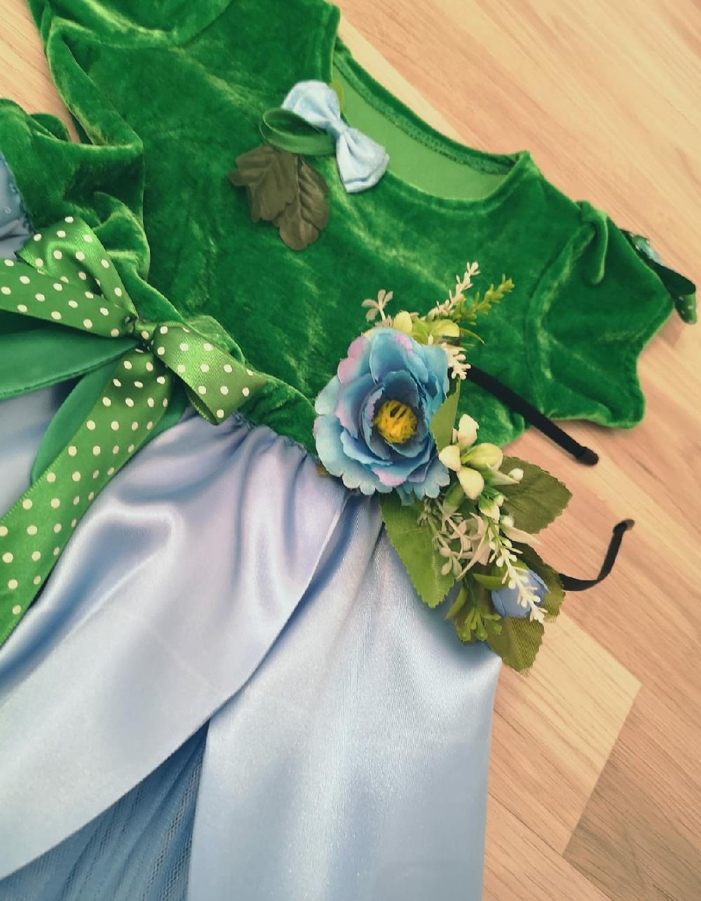 Costum serbare floare trandafir albastru . Rochita serbare,spectacol,party
