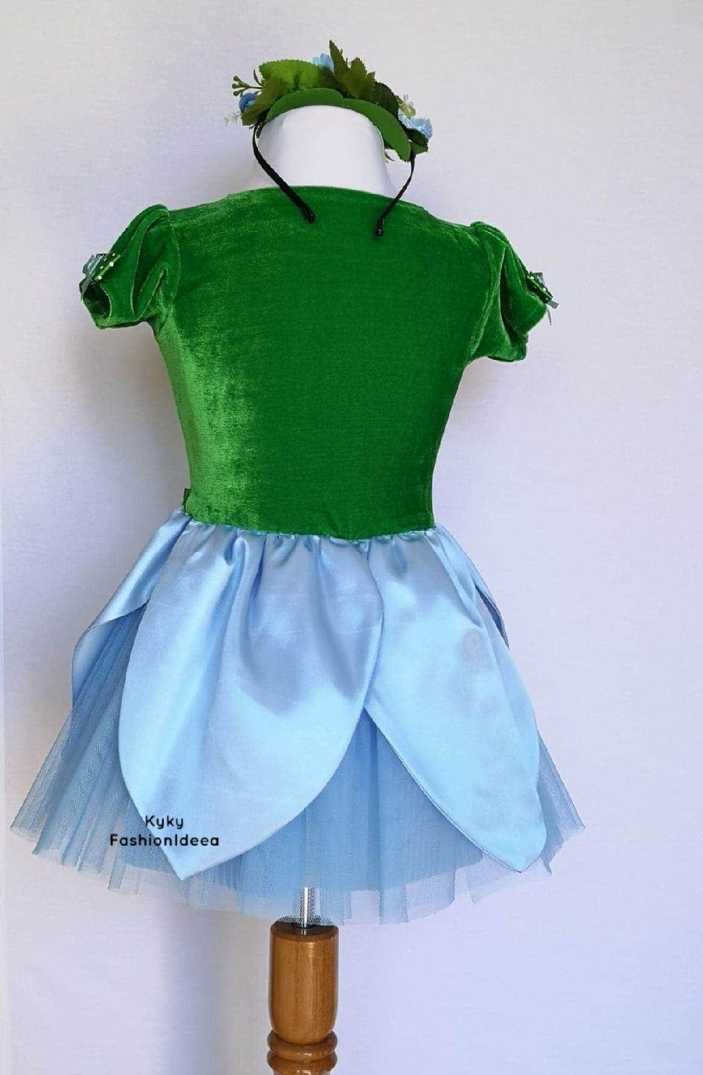 Costum serbare floare trandafir albastru . Rochita serbare,spectacol,party