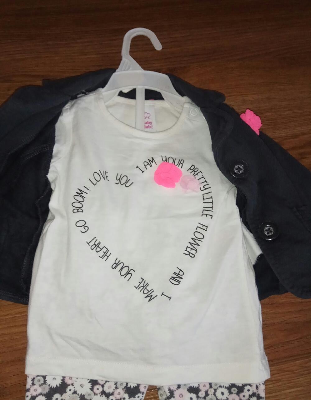 Costumas 3 piese bumbac pt fetite C&A marime 74 , 9-12 luni