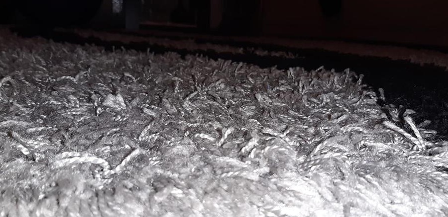 Covor cu fir lung 300x200 mare stil modern gri cu dungi negre