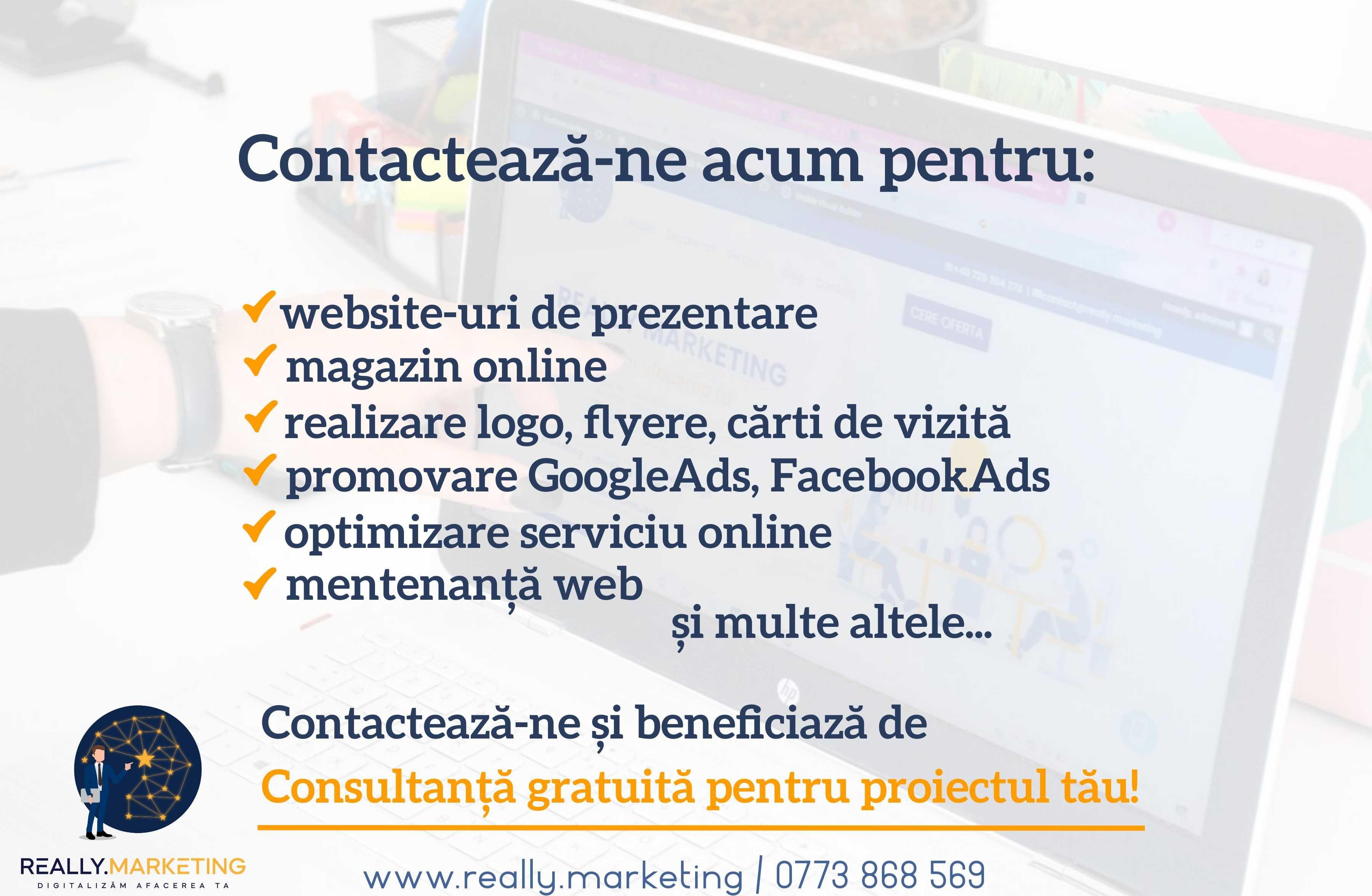 Creare site prezentare, magazin online, promovare, design social media