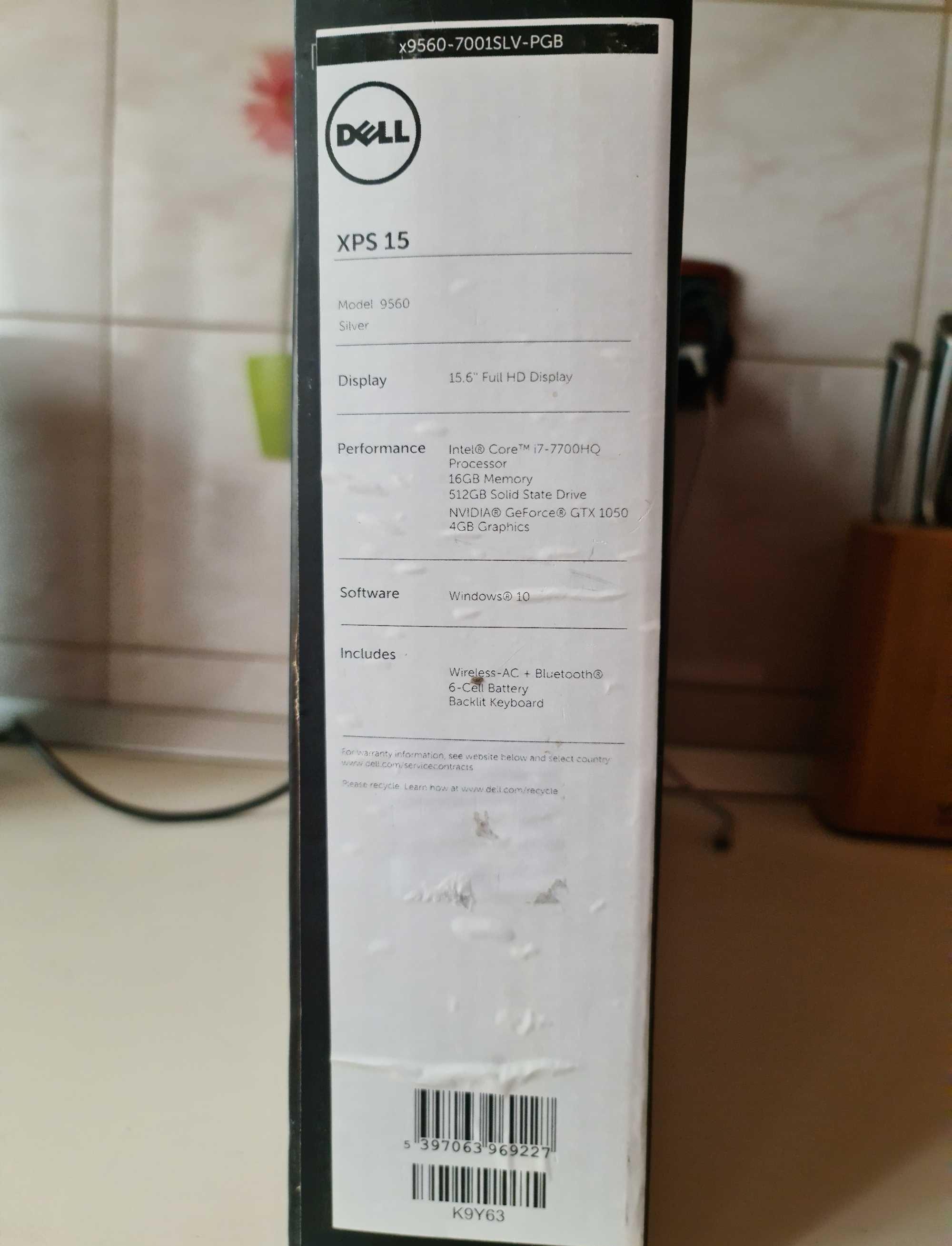 Dell XPS 9560, i7-7700HQ, 16Gb, SSD 512Gb, 15.6" FHD IPS, GTX 1050