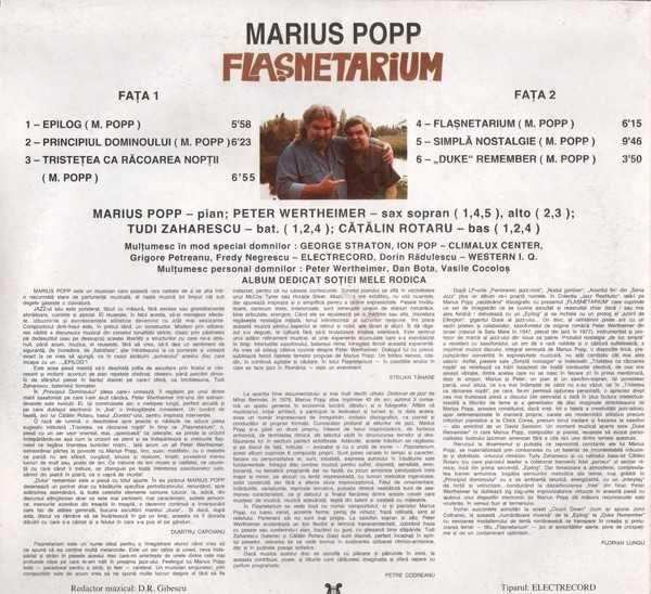 Disc Marius Popp Invitat Peter Wertheimer - Flașnetarium Electrecord