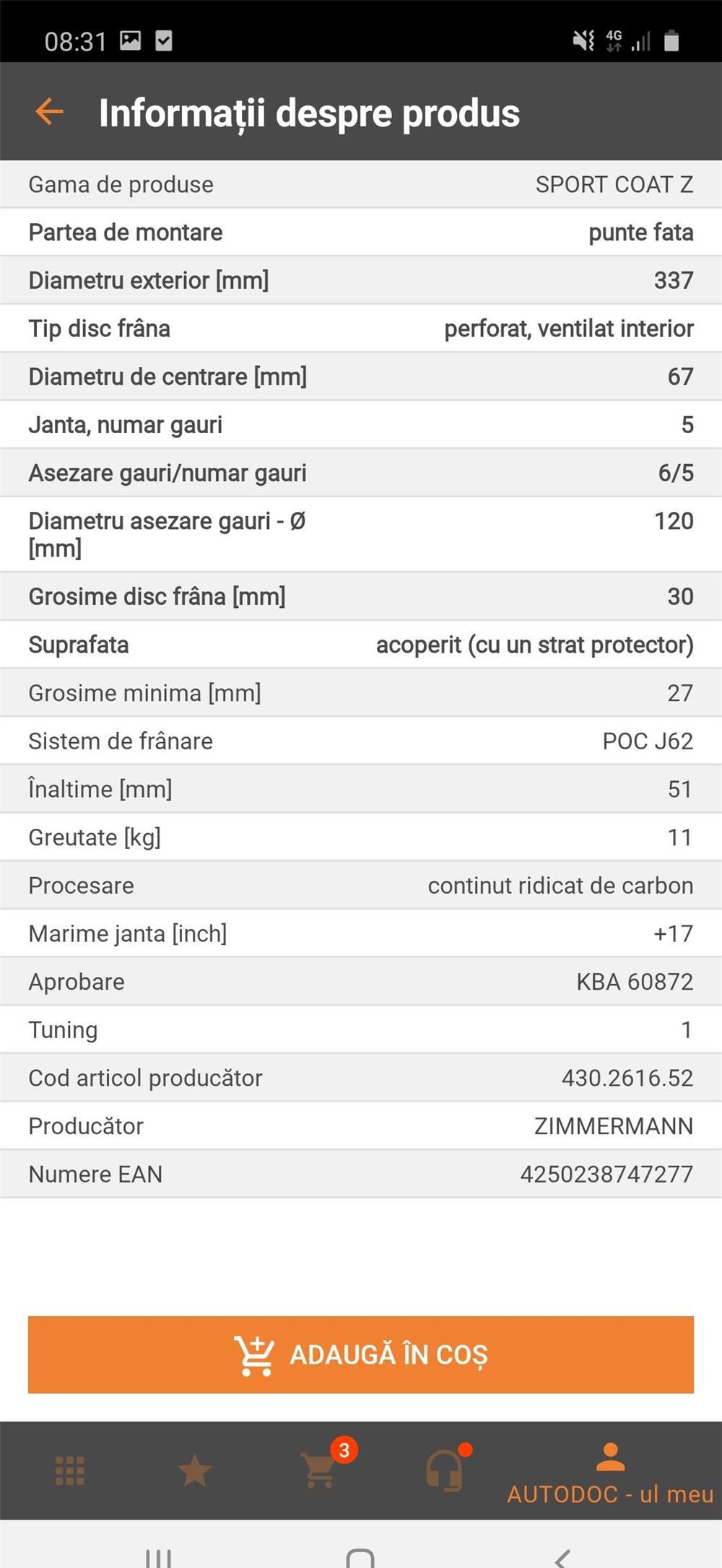 Discuri frână Perforate si ventilate Zimmerman