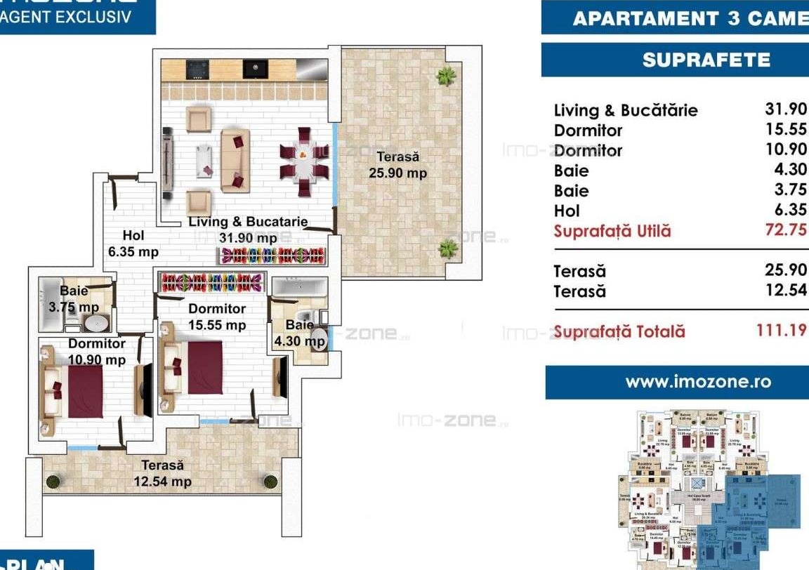 DRUMUL TABEREI,3 CAMERE, 2 bai,2 TERASE, INCALZIRE IN PARDOSEALA, LIFT