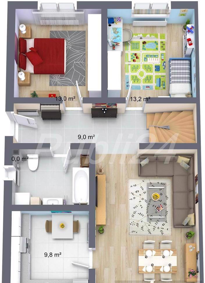 Duplex cu 3 camere aproape de sosea in Mosnita Noua