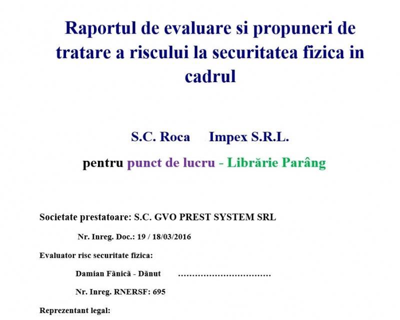 Evaluare de risc la securitate fizica