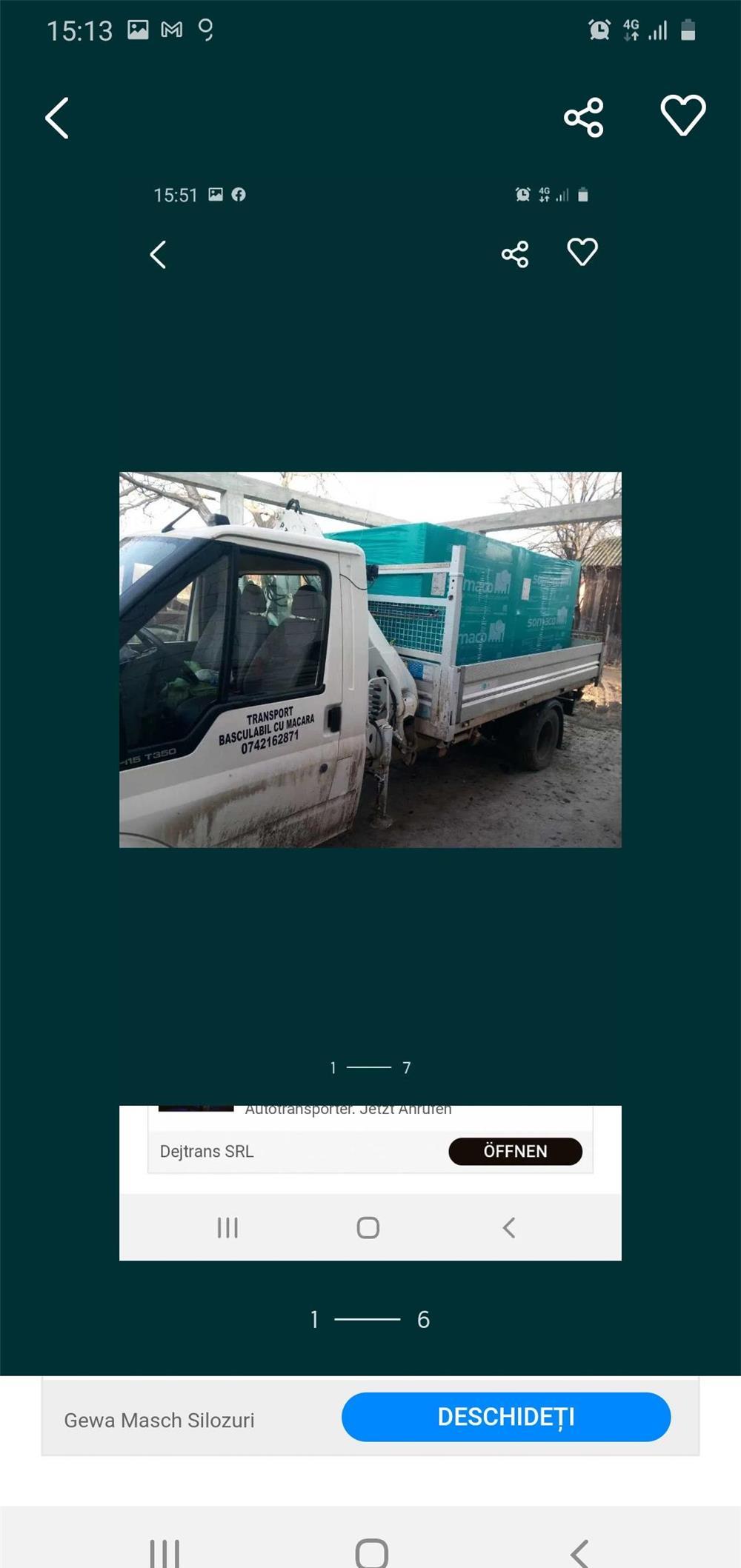 Execut transport basculabil cu macara pt Dorohoi