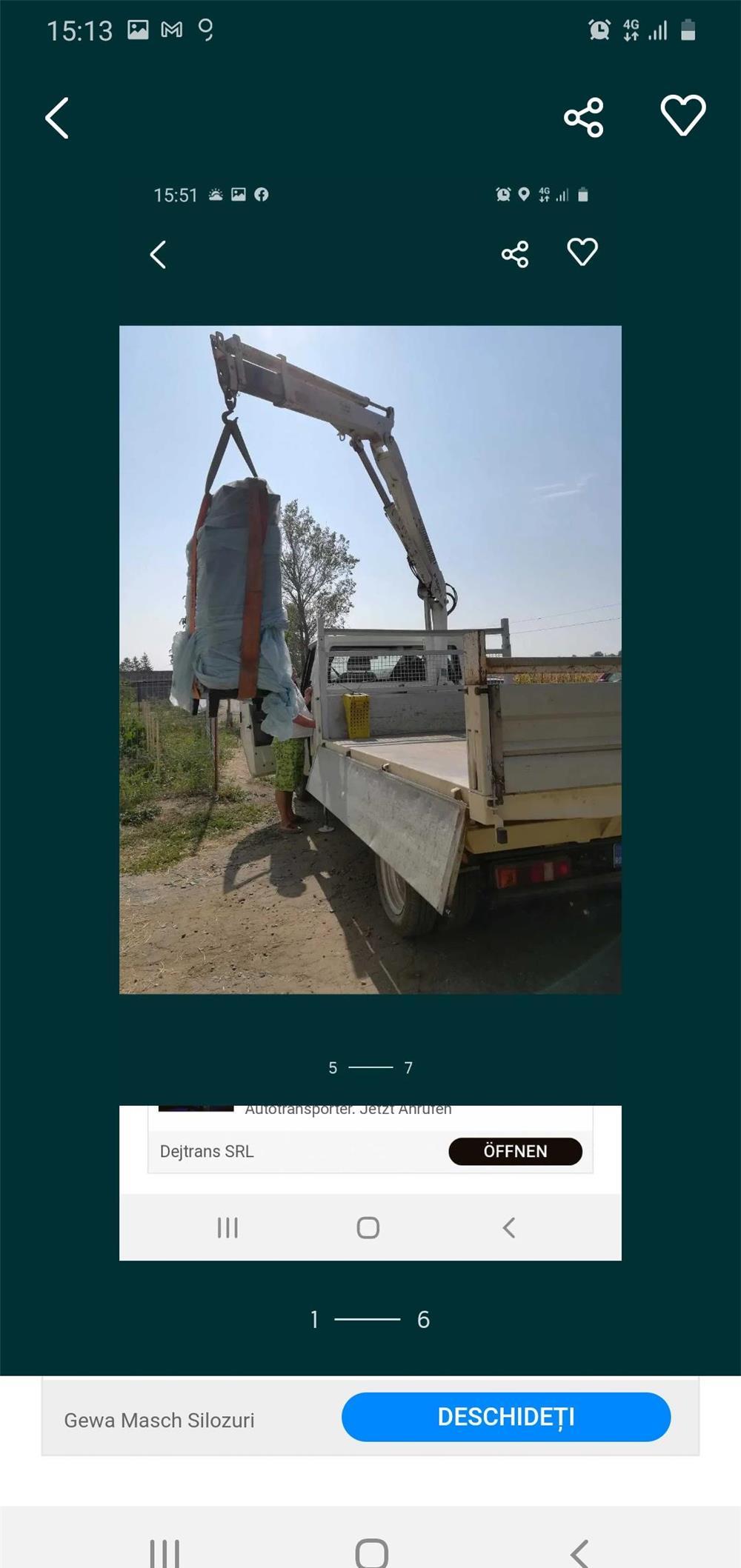 Execut transport basculabil cu macara pt Dorohoi