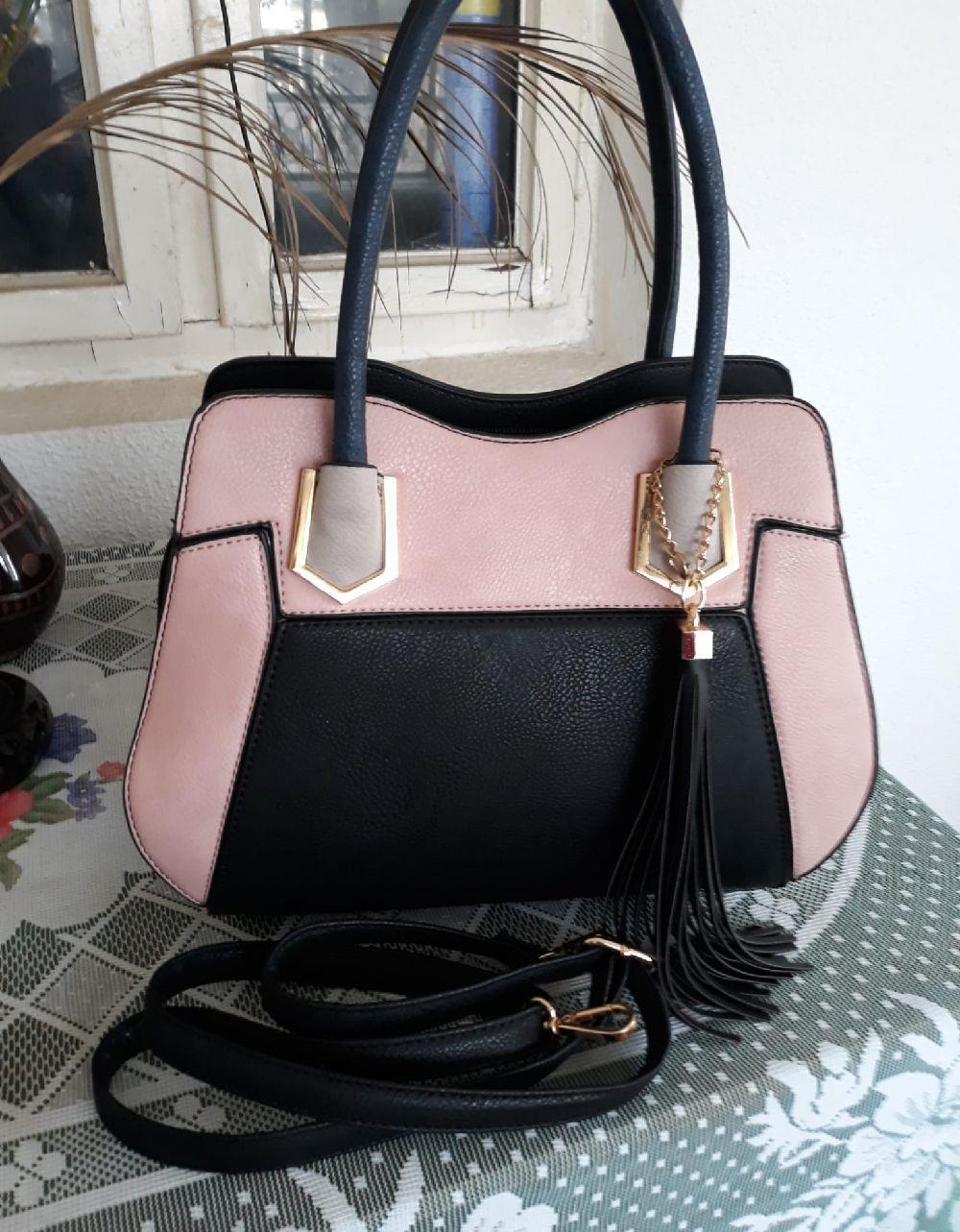 Geanta piele eco roz cu negru