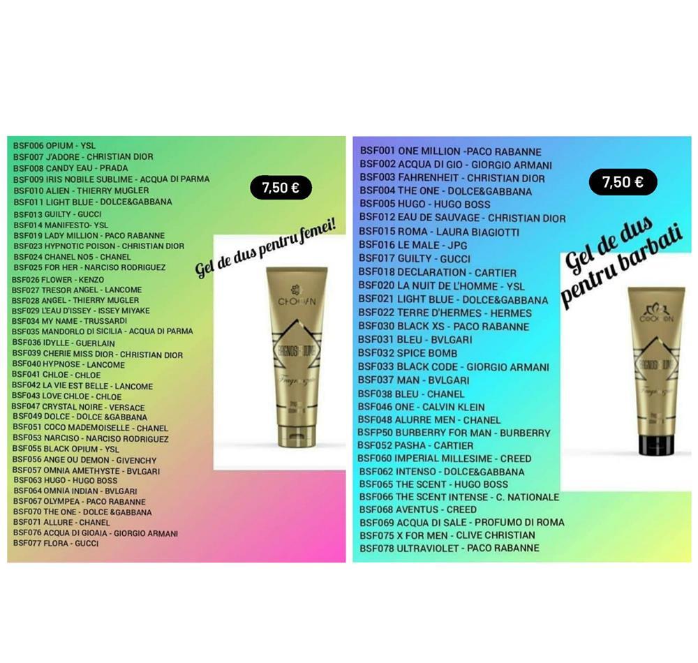 Gel de duș, Cremă de corp, Ulei de piele, Cristale lichide păr. Toate CU PARFUM  7,50