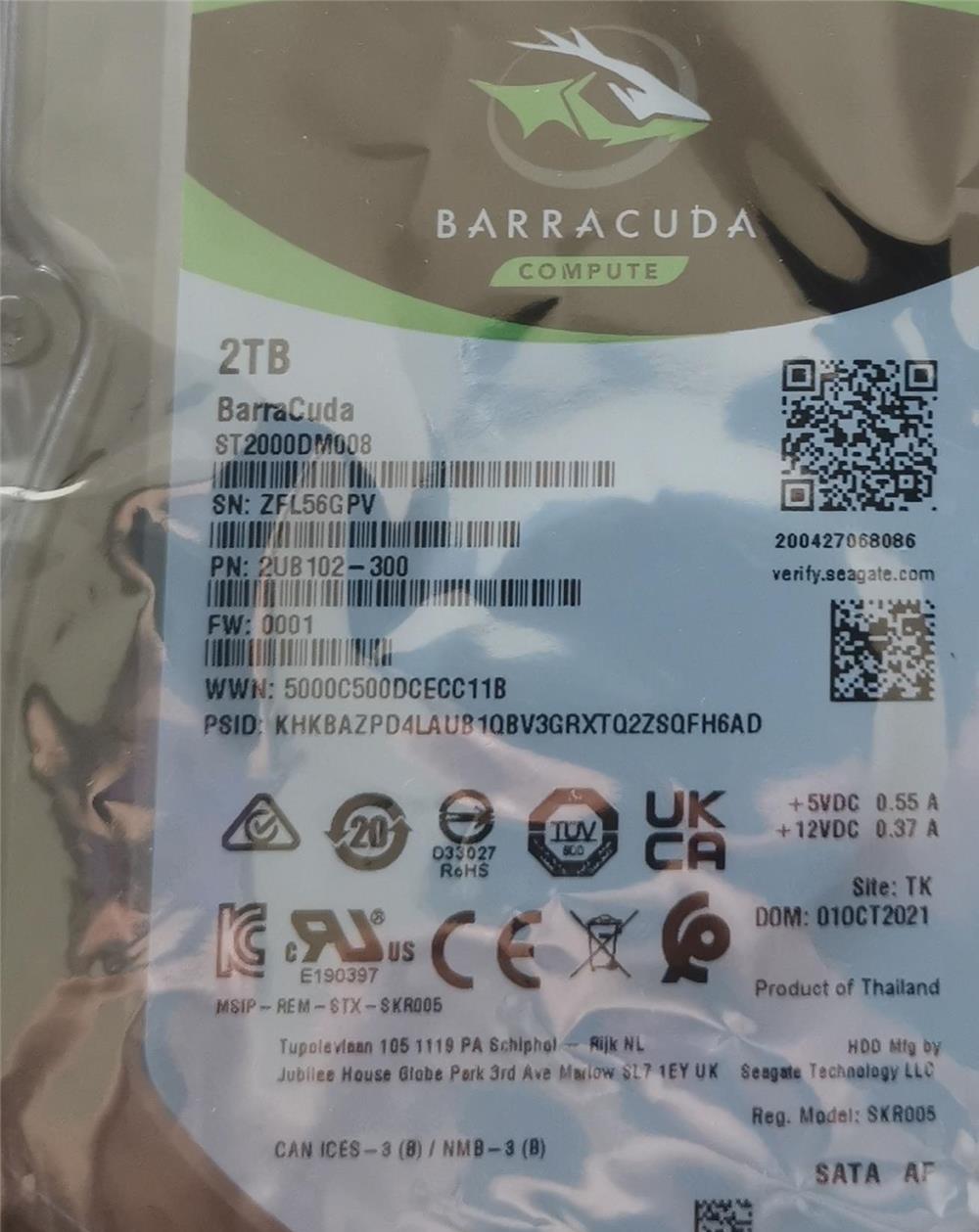 HDD SEAGATE 3.5" Barracuda 2TB 7200T (ST2000DM008) *1280
