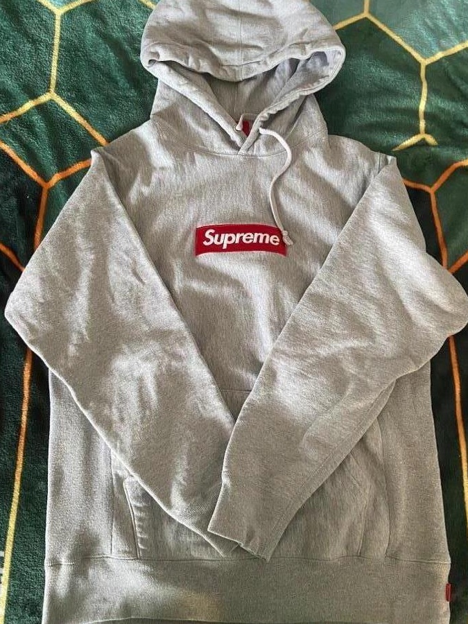 hoodie Supreme box Logo grey