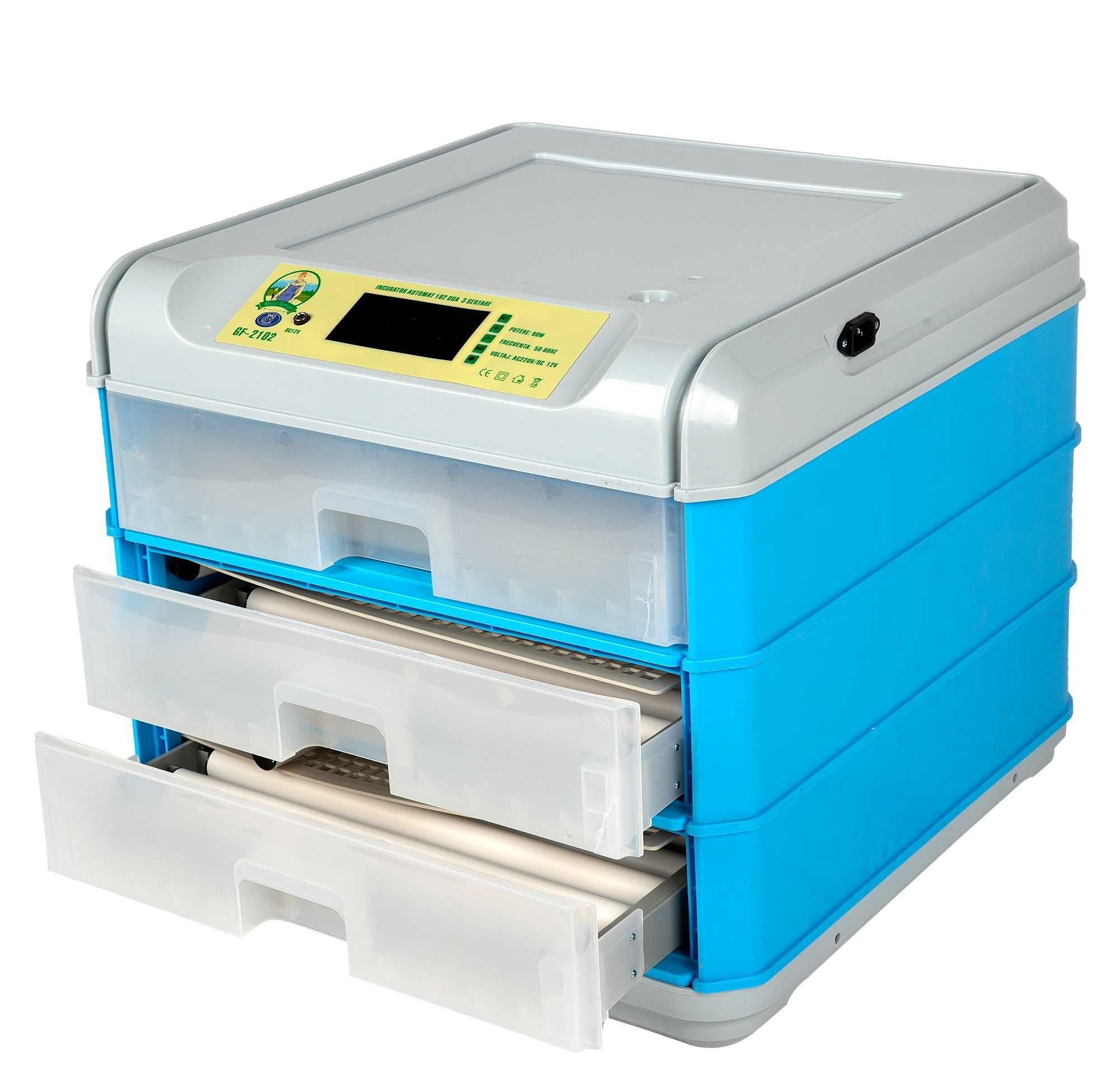 Incubator clocitoare automat, 192 oua,3 sertare, Micul Fermier GF-2102