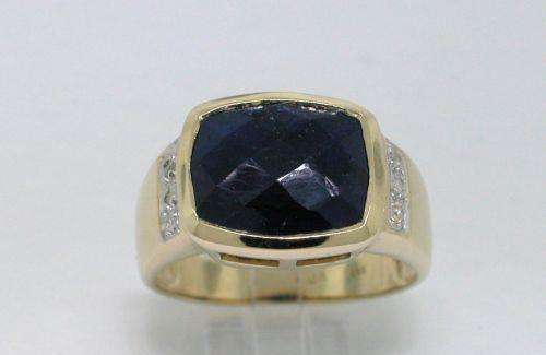 Inel aur 14ct cu diamante si lapis lazulli unisex
