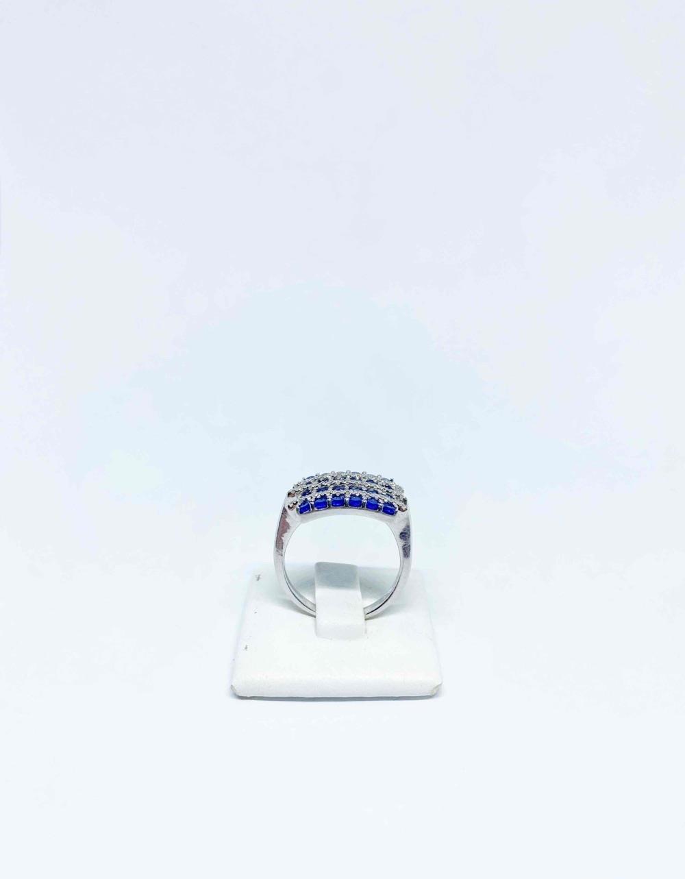 Inel aur alb 18k safire sintetice si zircon