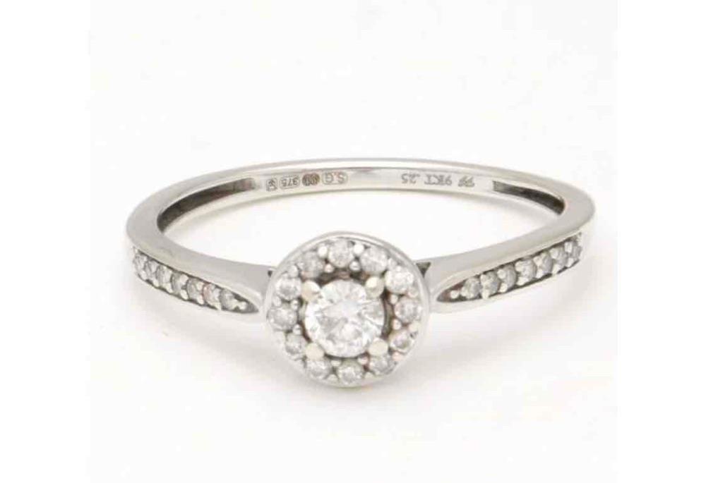 Inel aur alb 9k diamante 0.25CT