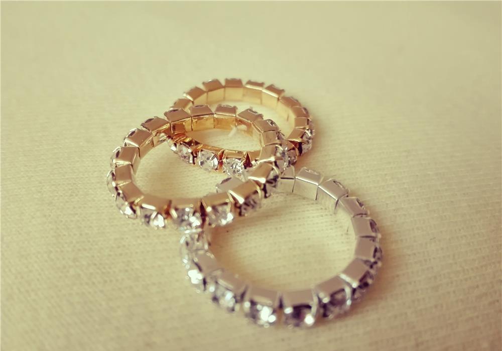 Inele elastice cu pietricele gold/silver