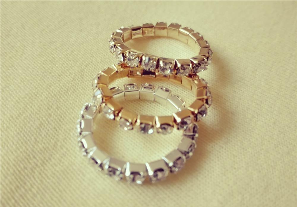 Inele elastice cu pietricele gold/silver