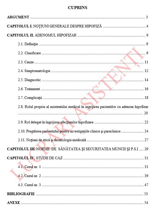 Ingrijirea pacientului cu Adenom Hipofizar- Licenta AMG