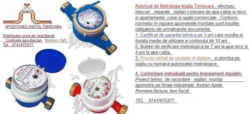 instalator autorizat montez sigilez contoare  apa [ apometre ] TIMISOARA