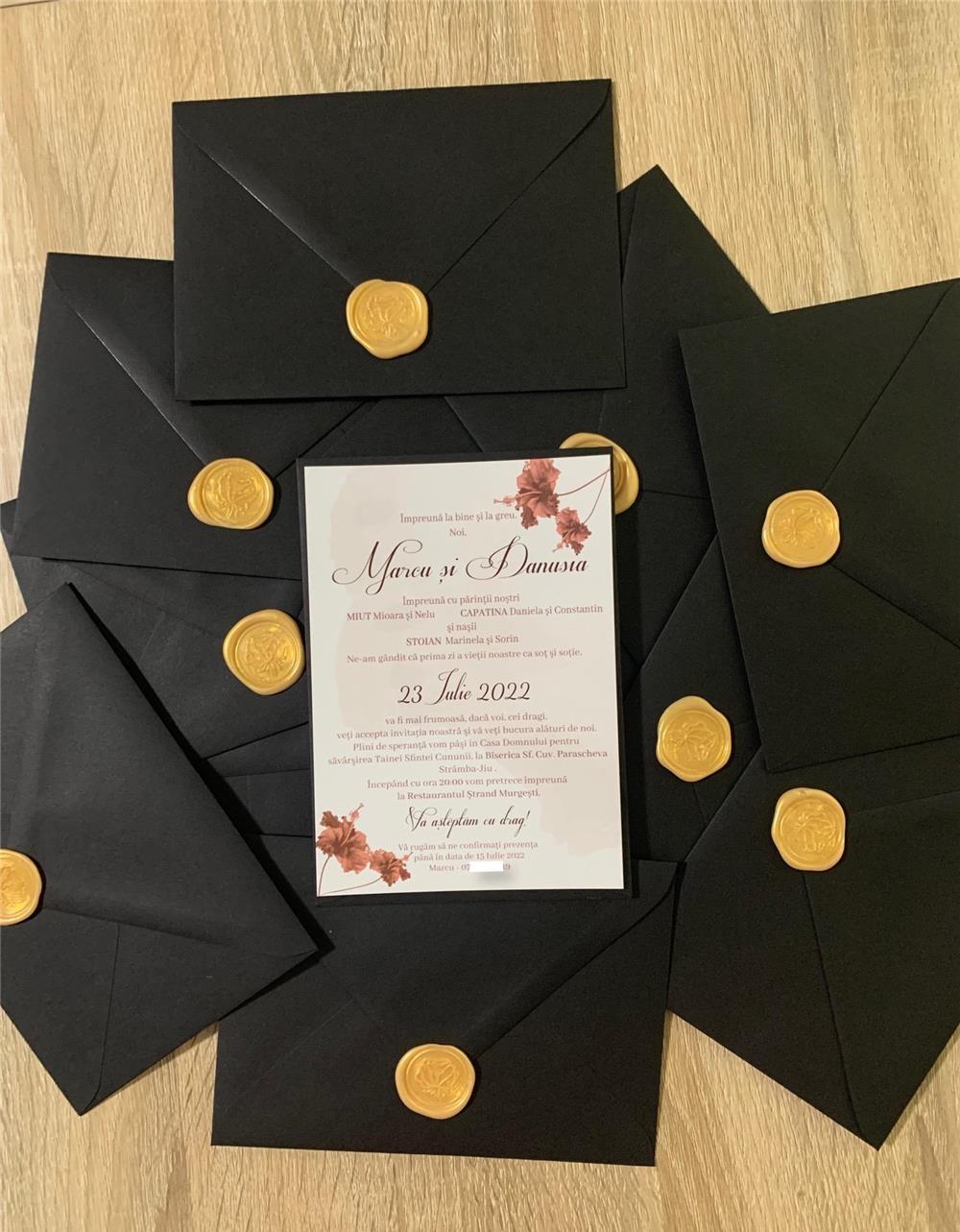 Invitatii nunta handmade cu sigiliu de ceara
