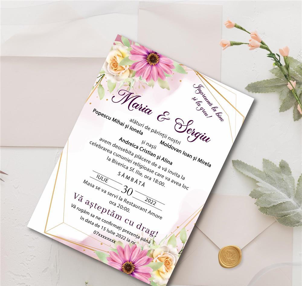 Invitatii nunta handmade cu sigiliu de ceara