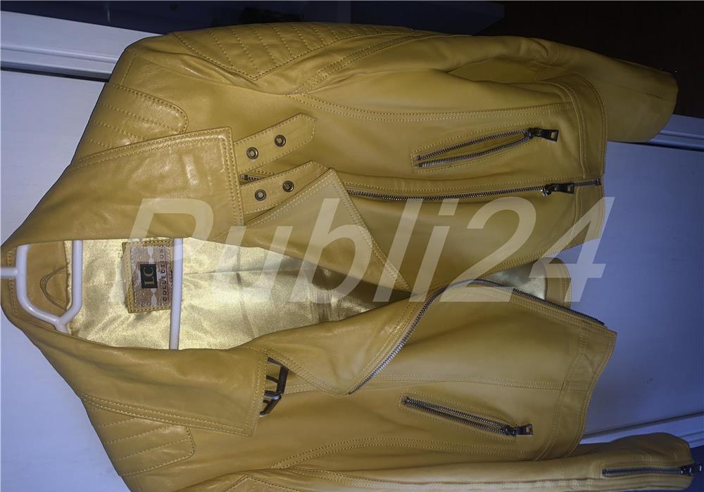 Jacheta biker Galbena piele naturala