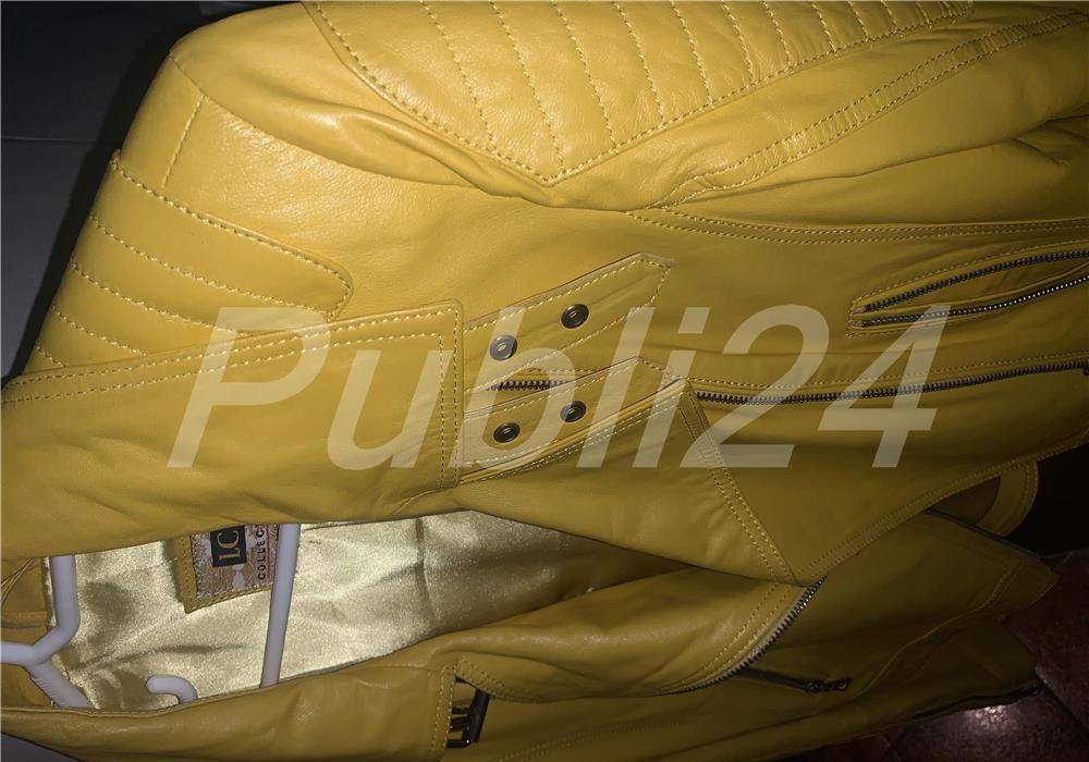 Jacheta biker Galbena piele naturala