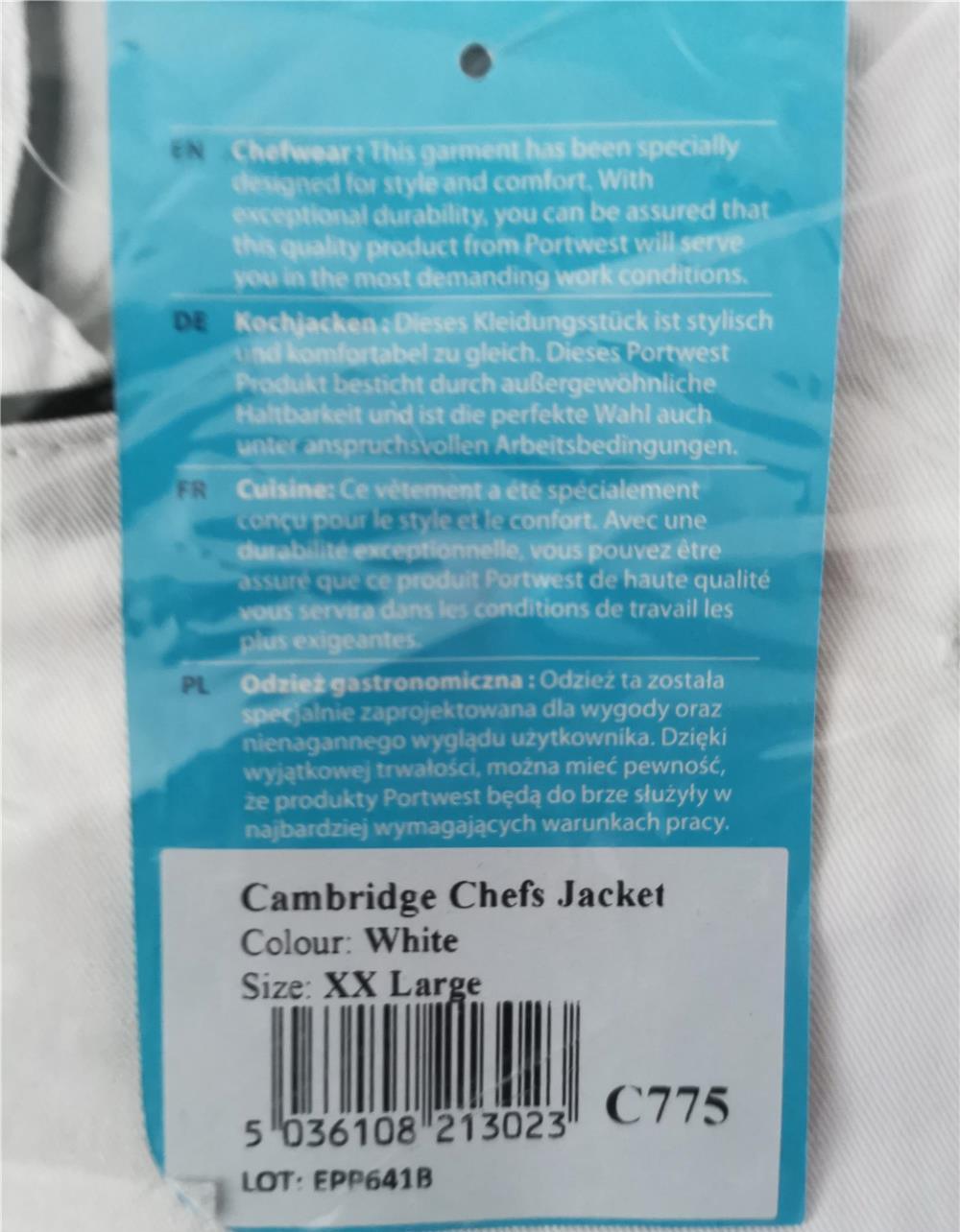 Jacheta (bluza) bucatar XXL, Cambridge Chefs