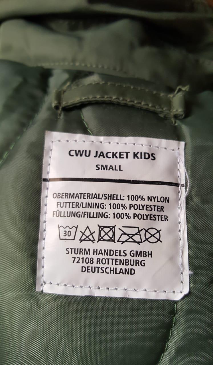 Jachetă de pilot american, CWU, copii verde cu embleme noua nepurtatat