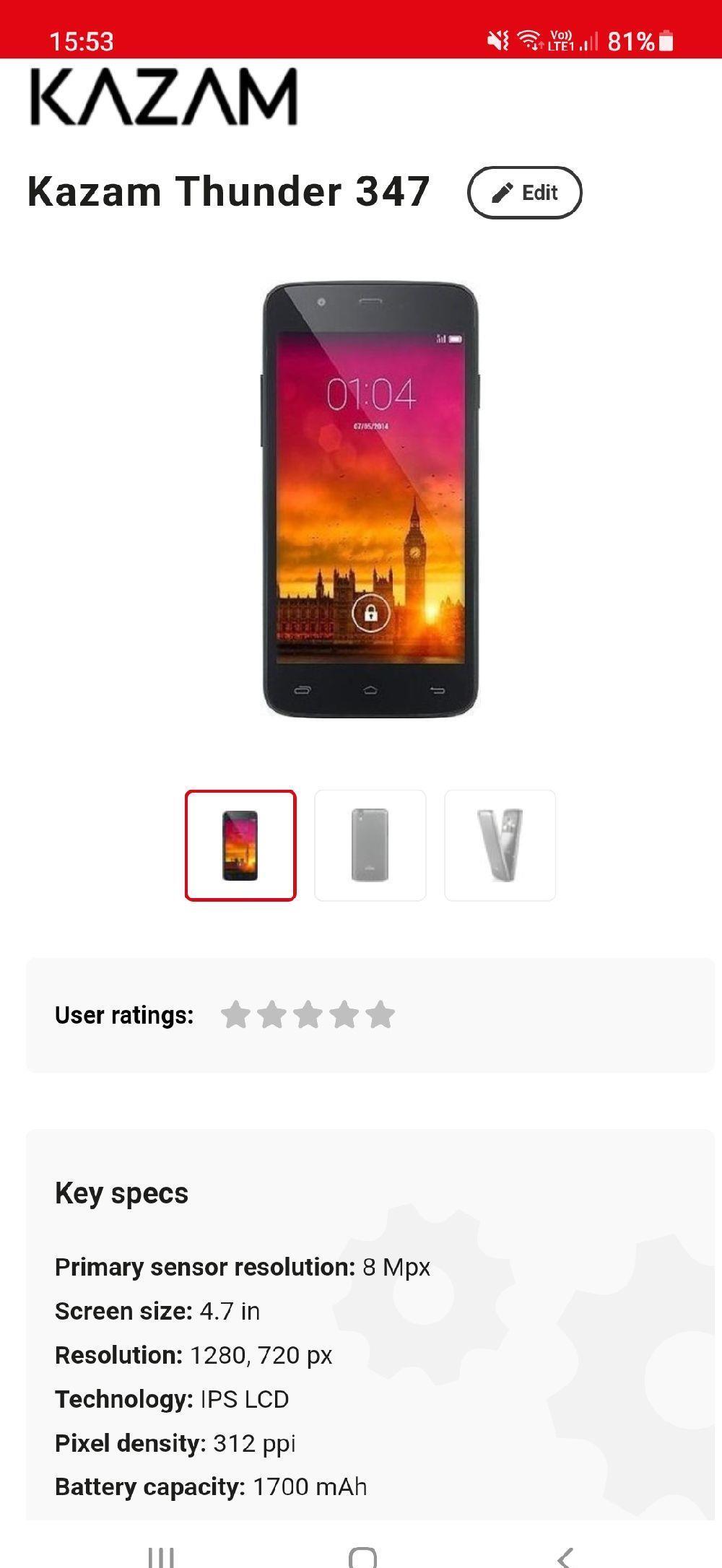Kazam Thunder 347- defect- DualSim
