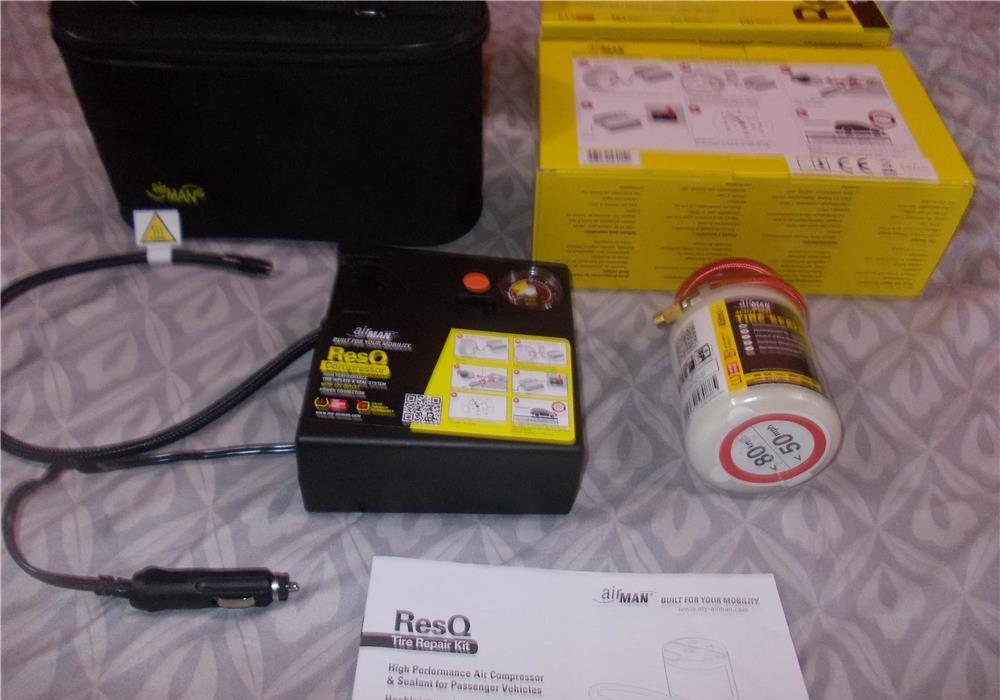 Kit reparatie pana auto compresor + spuma etanșare 450ml Airman ResQ Tire Repair anvelope cauciucuri