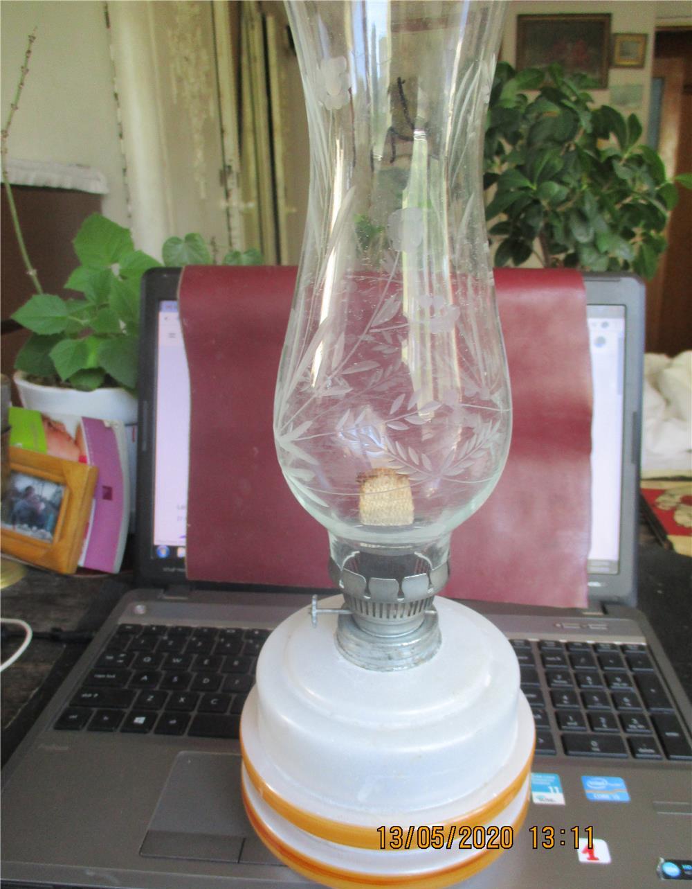 lampa gaz cu sticla gravata