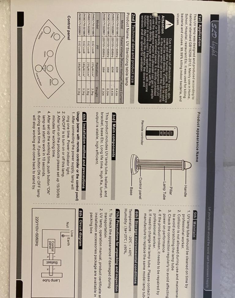 Lampa UVC germicida + emisie OZON anti bacterii, virusi, acarieni