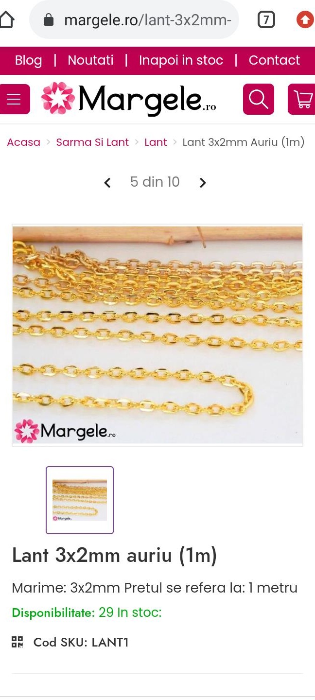 lanț auriu marime 1-3mm