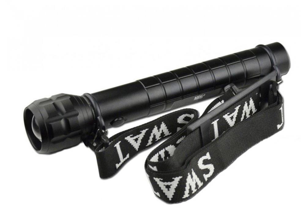 Lanterna lunga MRG M-D2038A, Metal, Cu lupa si zoom, Negru C422