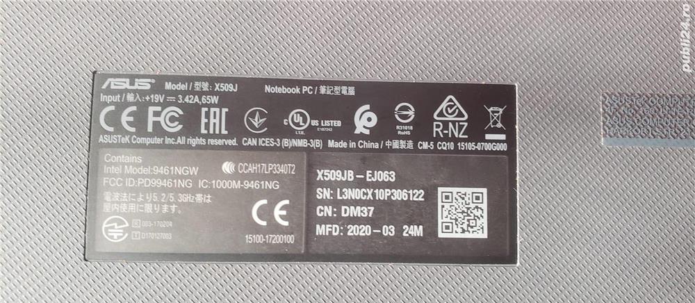 Laptop ASUS X509JB cu procesor Intel  Core  i3-1005G1, 8gb ram, nVidia mx 110 2gb