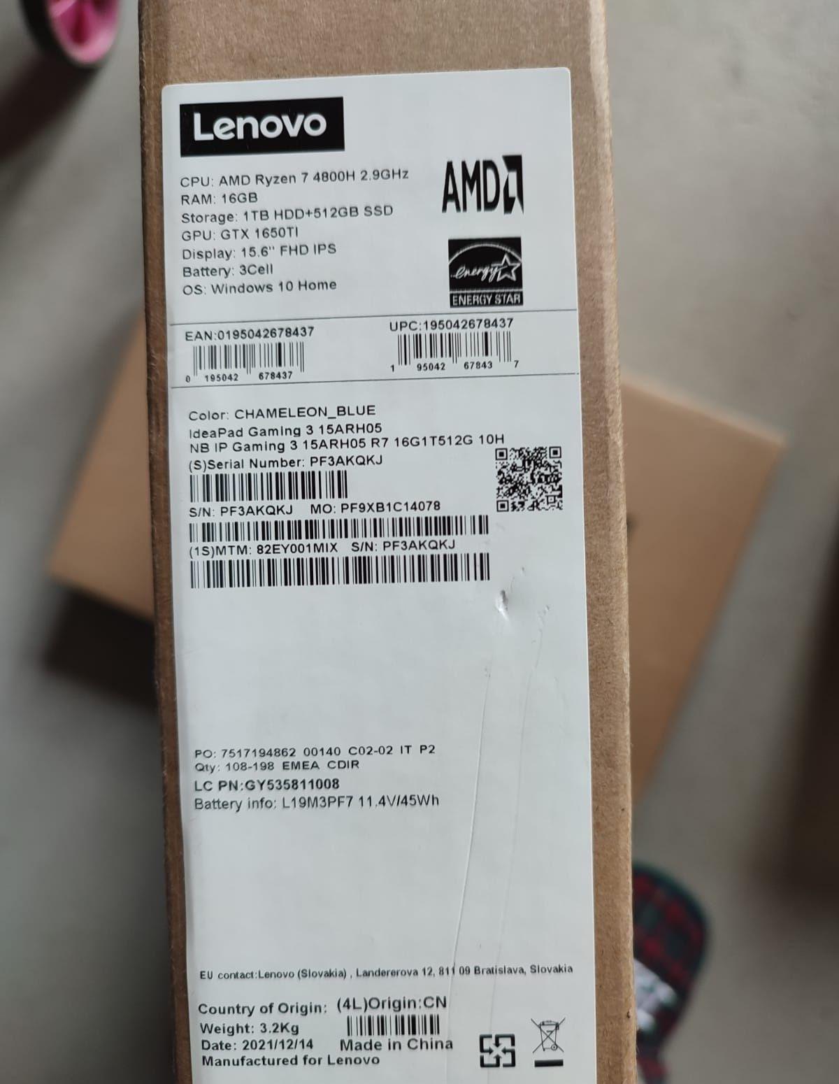 Laptop Lenovo ideapad gaming 3.
