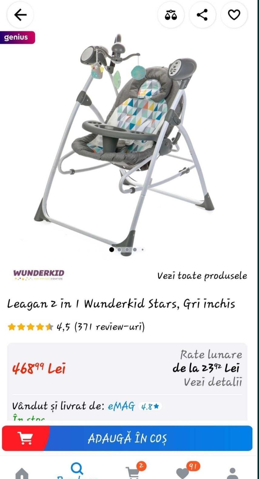 Leaganul 2 in 1 Wunderkid Bright Star