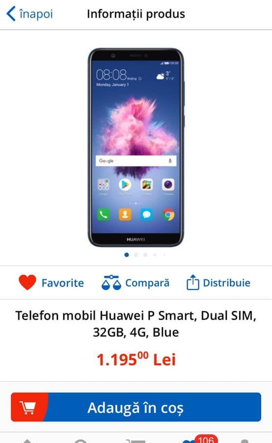 Lichidare stoc! Huawei P Smart, Dual SIM, 32GB, sigilat+garantie24luni