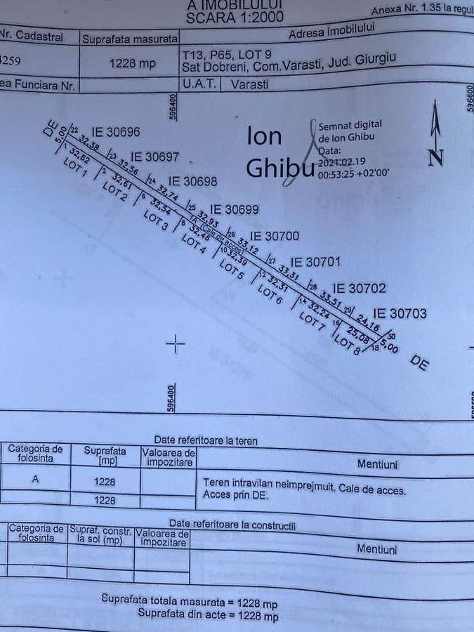 Loturi 400 mp Berceni intrare Dobreni