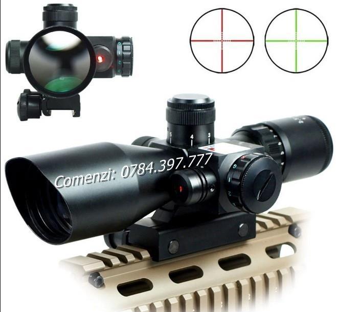 Luneta cu lumina laser 2,5 10X40 pusca vanatoare arma aer comprimat pistol airsoft arbaleta spionaj
